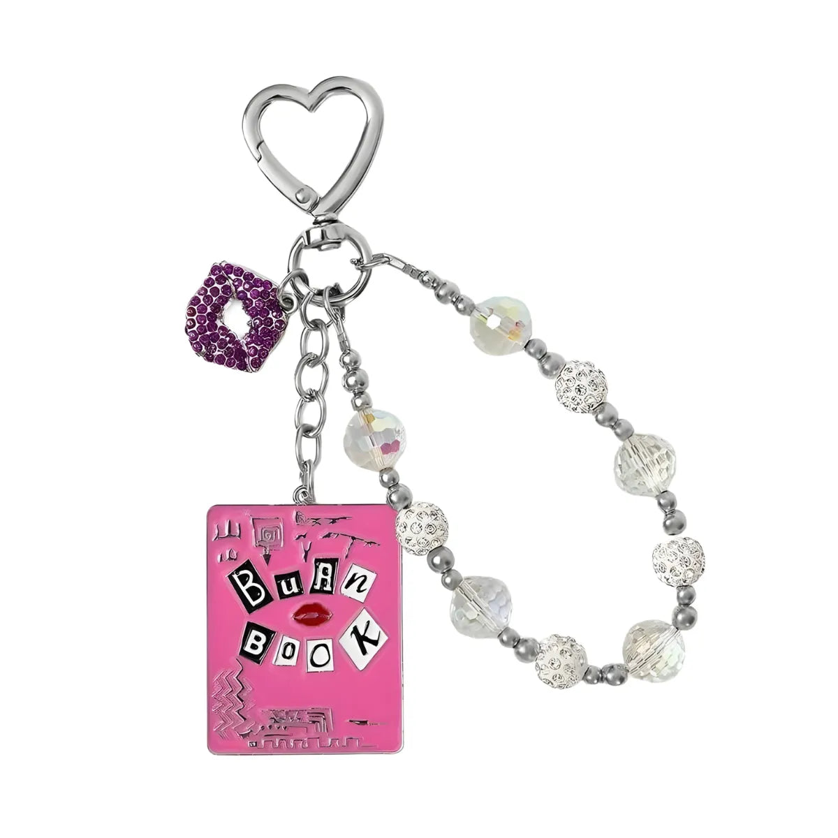 Chaveiro Mean Girls Burn Book Rosa Metal Contas Cristal