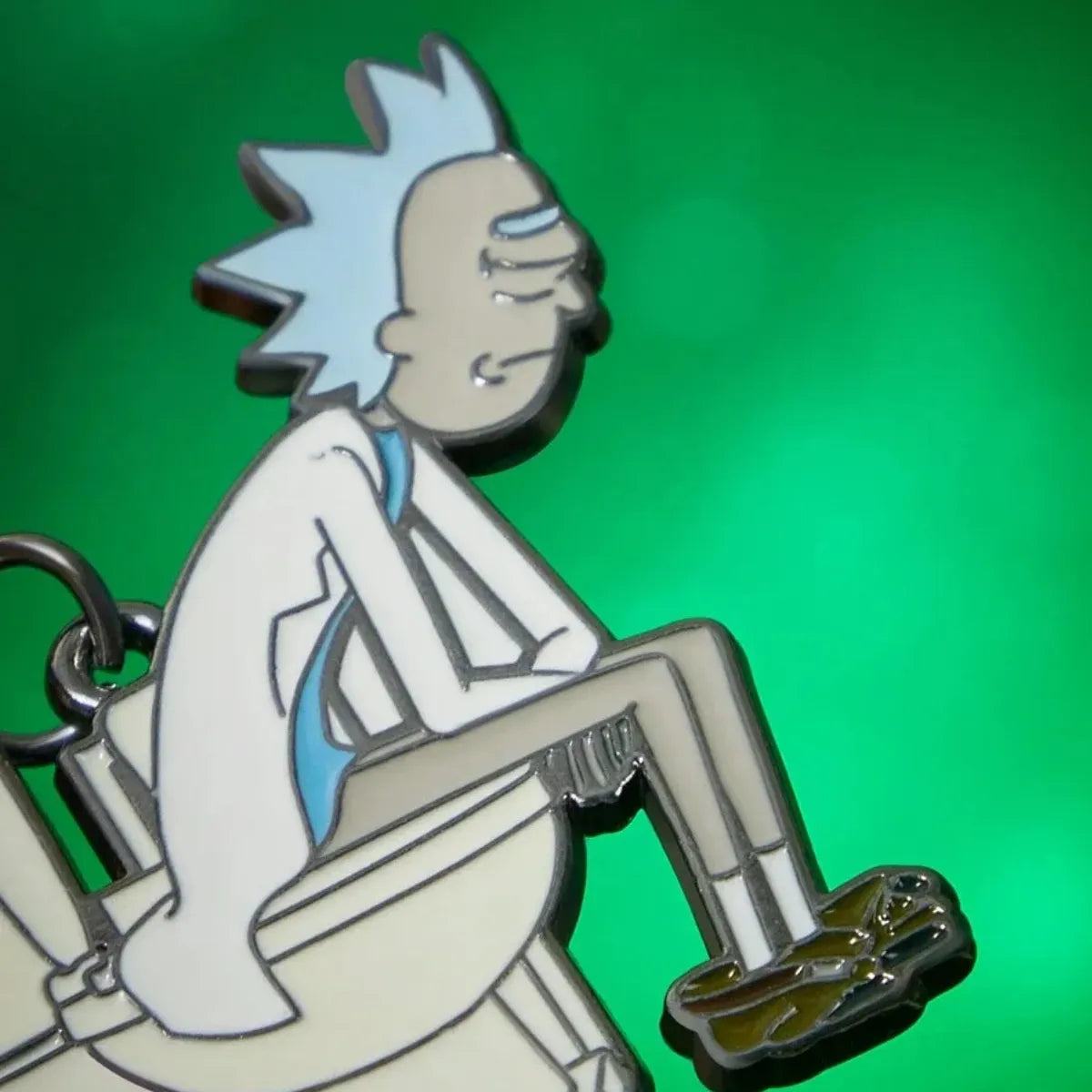 Chaveiro Rick and Morty Metal Cordão Neon Amarelo Verde