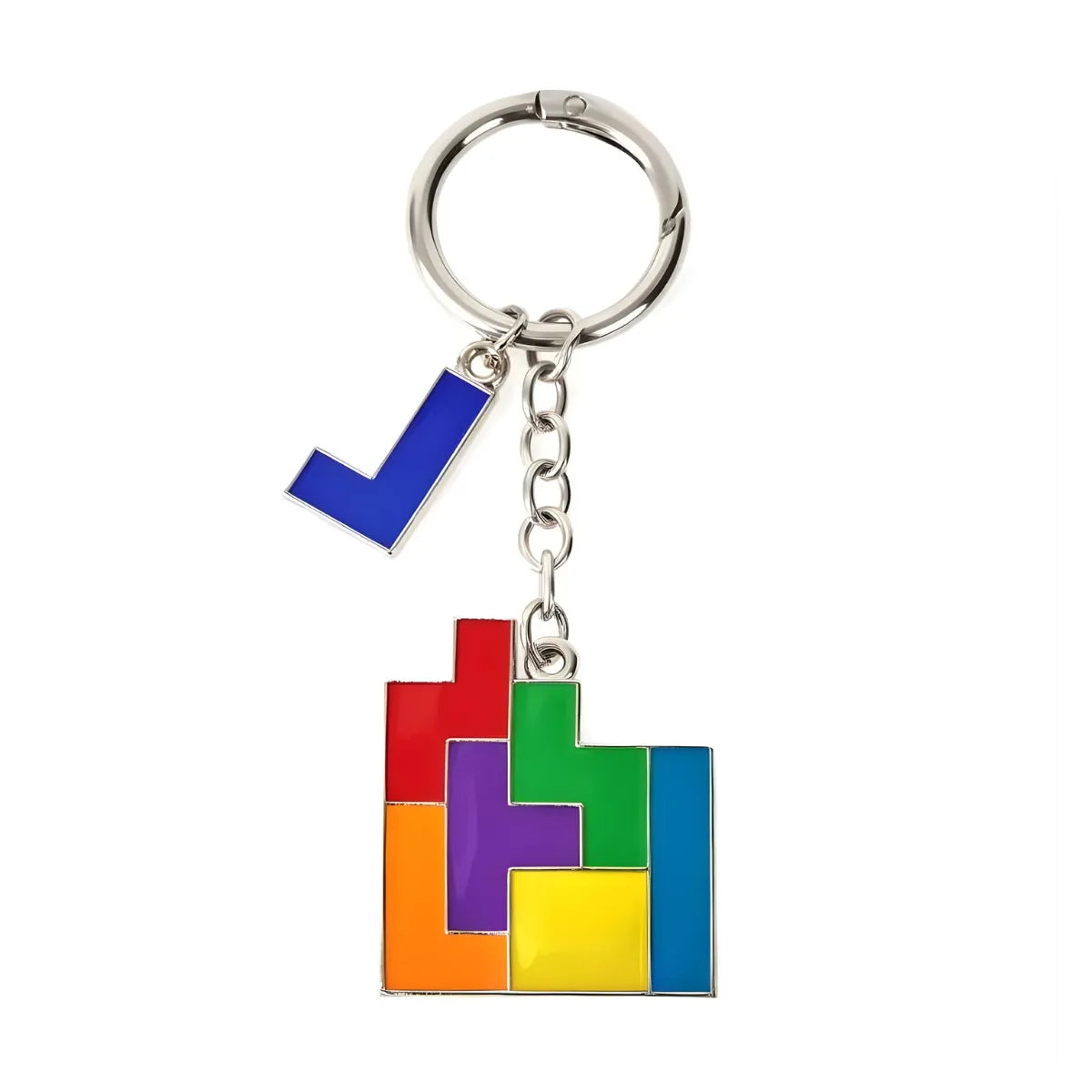 Chaveiro Tetris Metal Esmaltado Peças Coloridas Gamer Retrô