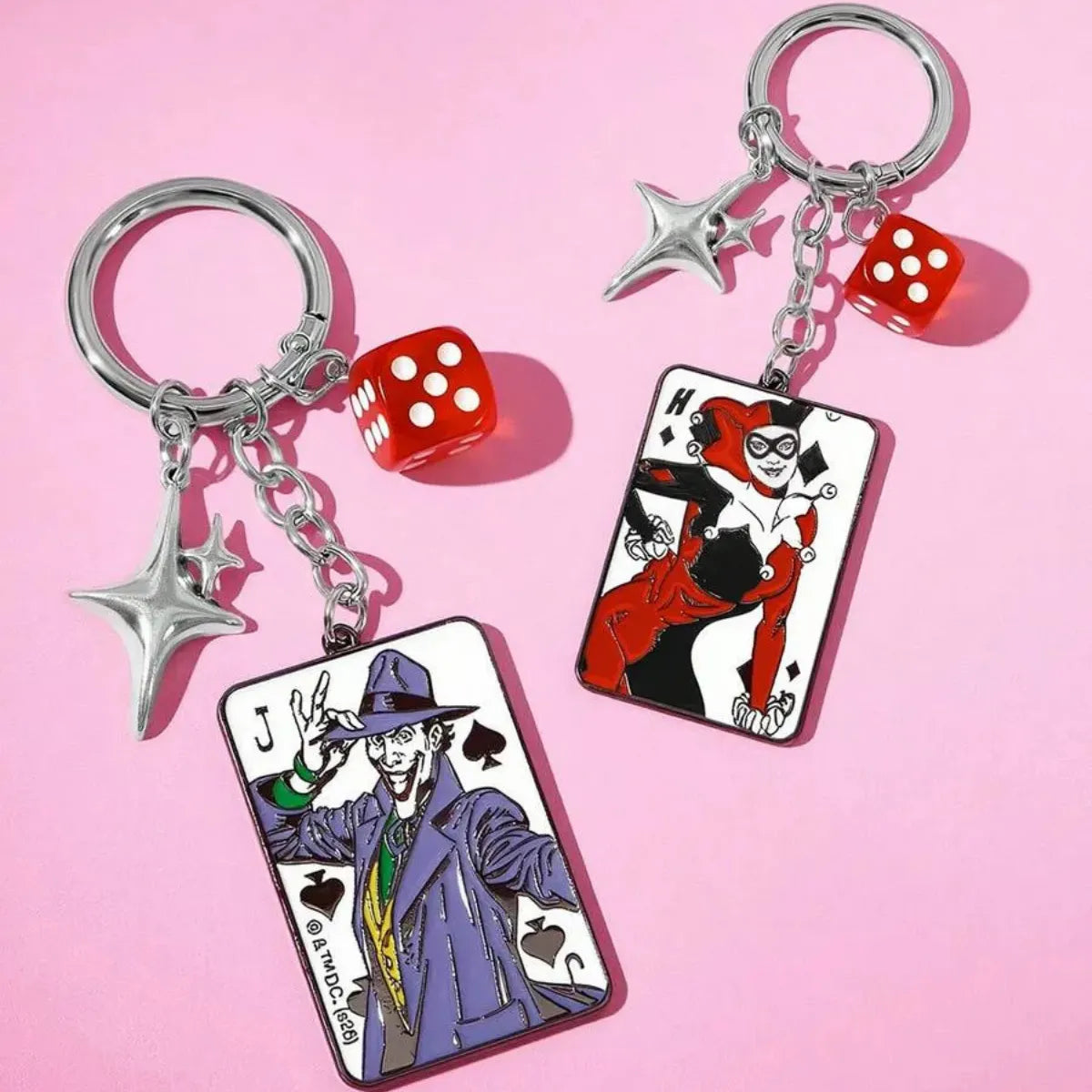 Chaveiro Coringa Arlequina Metal Carta Baralho