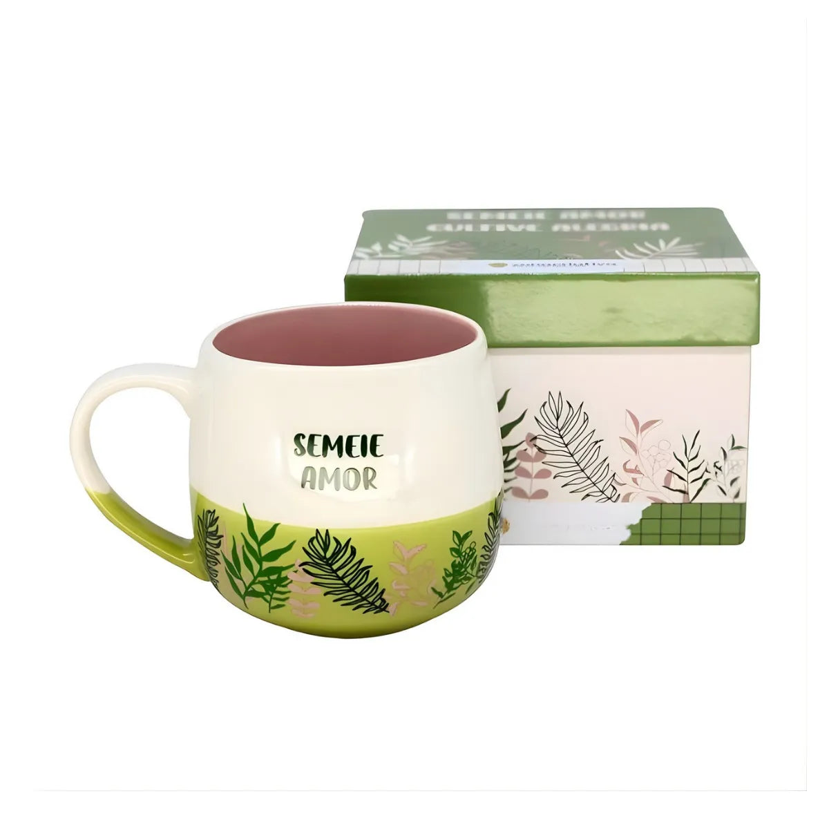 Caneca Semeie Amor e Cultive Alegria Botânica Jardinagem 400ml