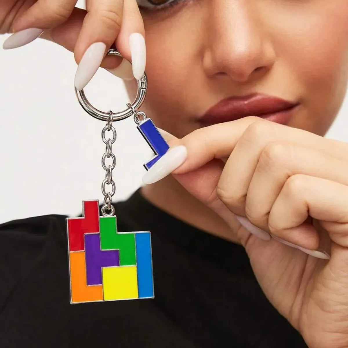 Chaveiro Tetris Metal Esmaltado Peças Coloridas Gamer Retrô