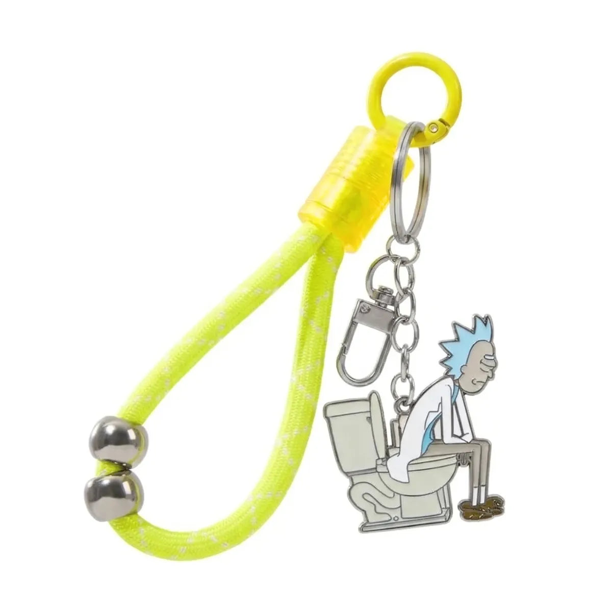 Chaveiro Rick and Morty Metal Cordão Neon Amarelo Verde
