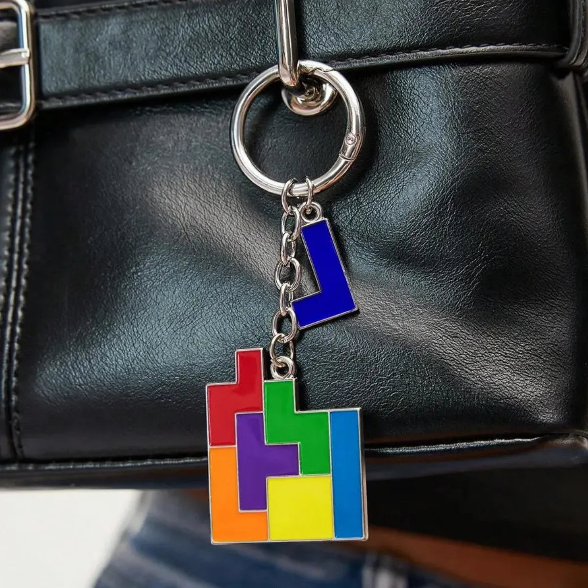 Chaveiro Tetris Metal Esmaltado Peças Coloridas Gamer Retrô