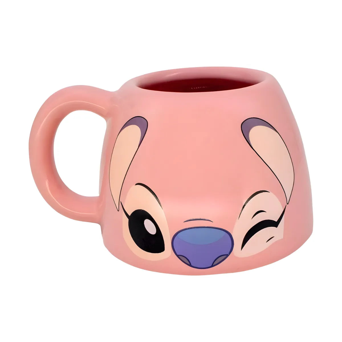 Caneca Angel Stitch Rosa Fundo Divertido Dentes 3D 450ml