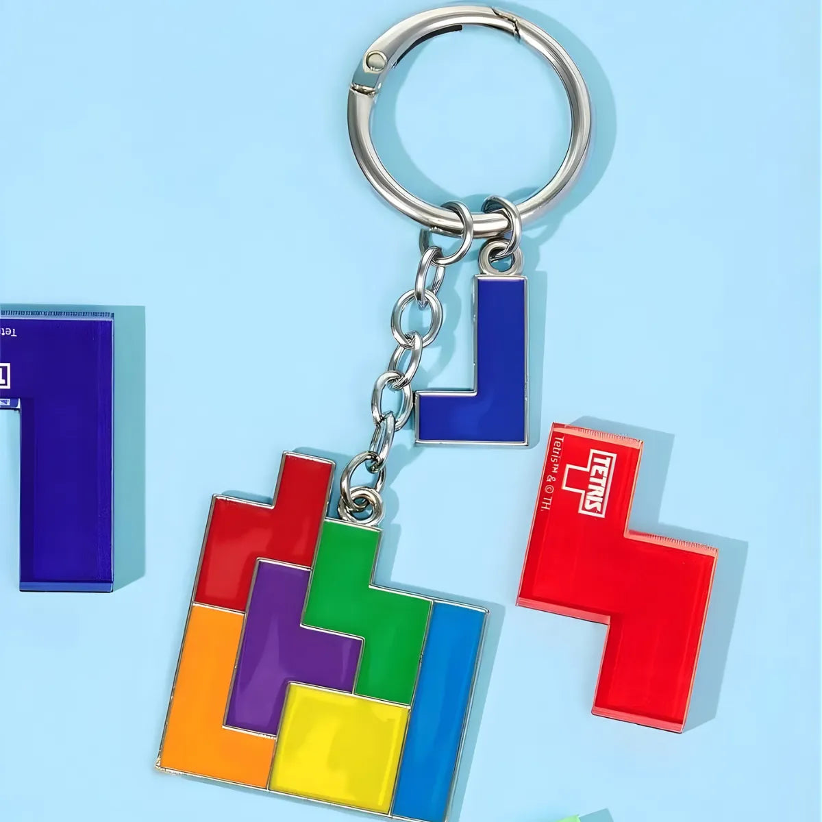 Chaveiro Tetris Metal Esmaltado Peças Coloridas Gamer Retrô