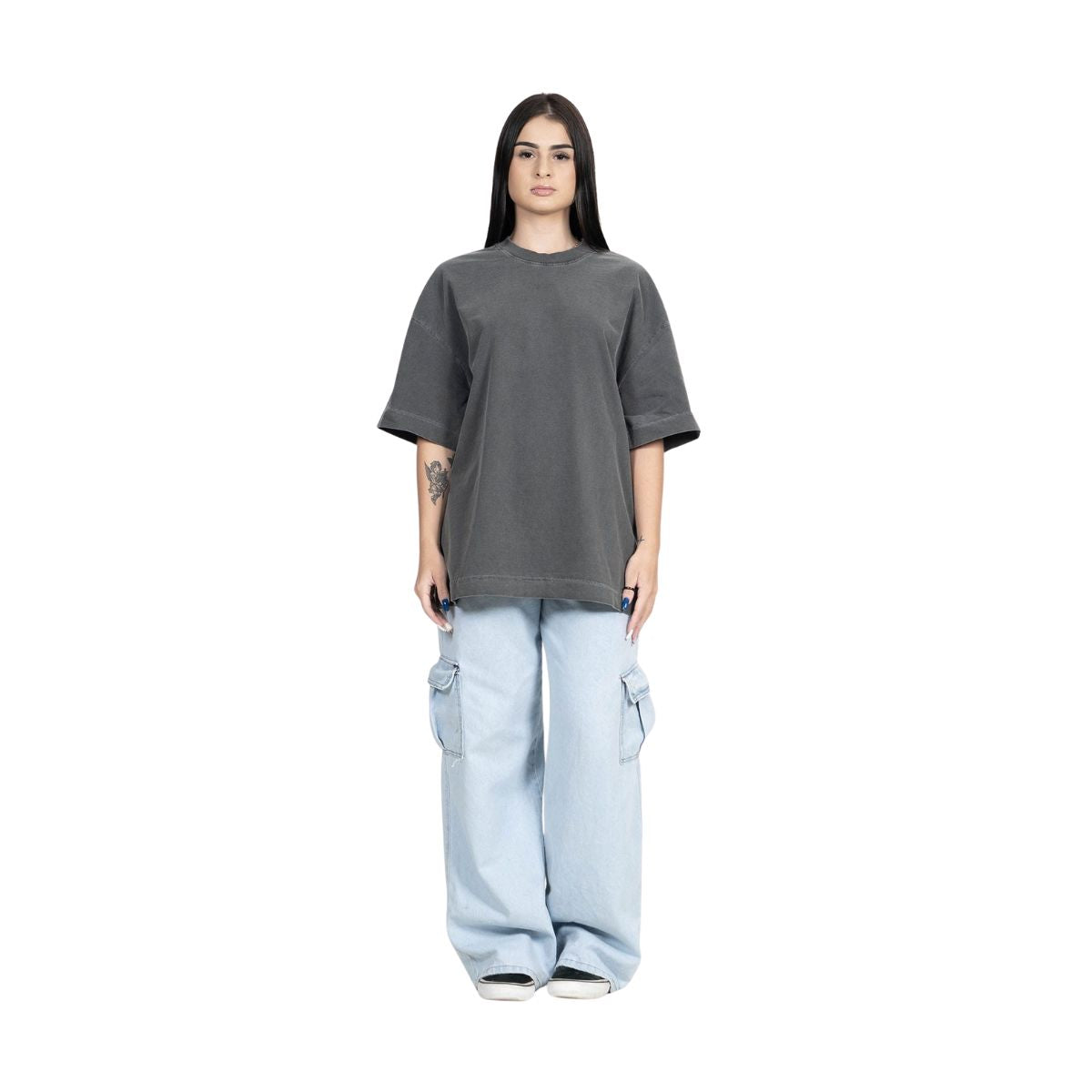 Camiseta Oversized Ample Básico 220g – Chumbo