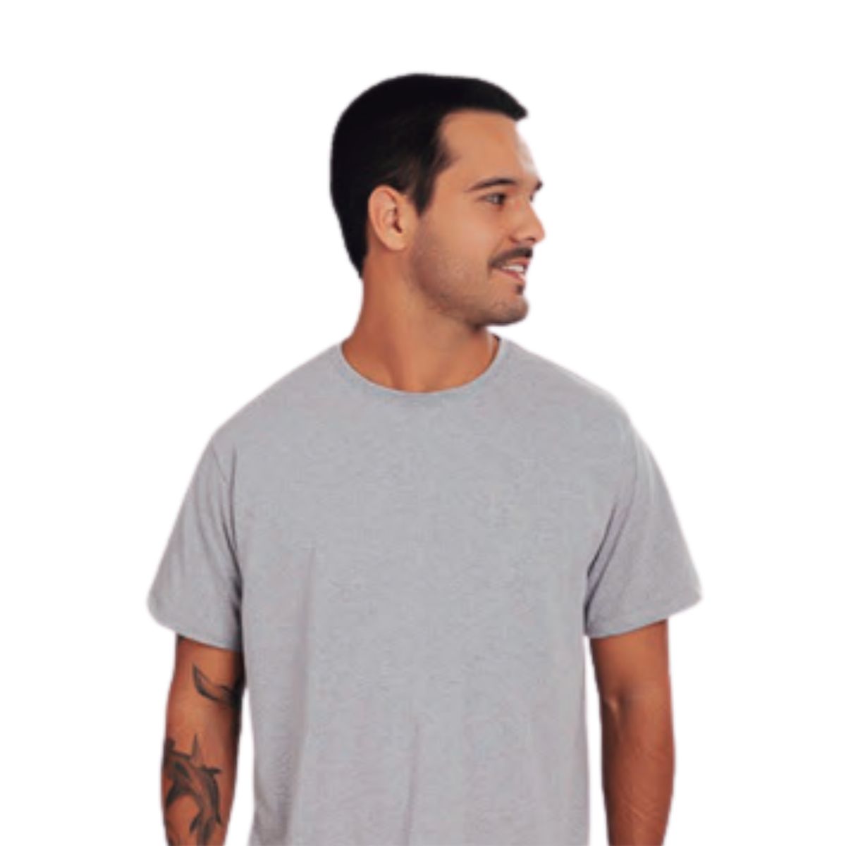 Camiseta Casual Básico 160g – Cinza Mescla Claro