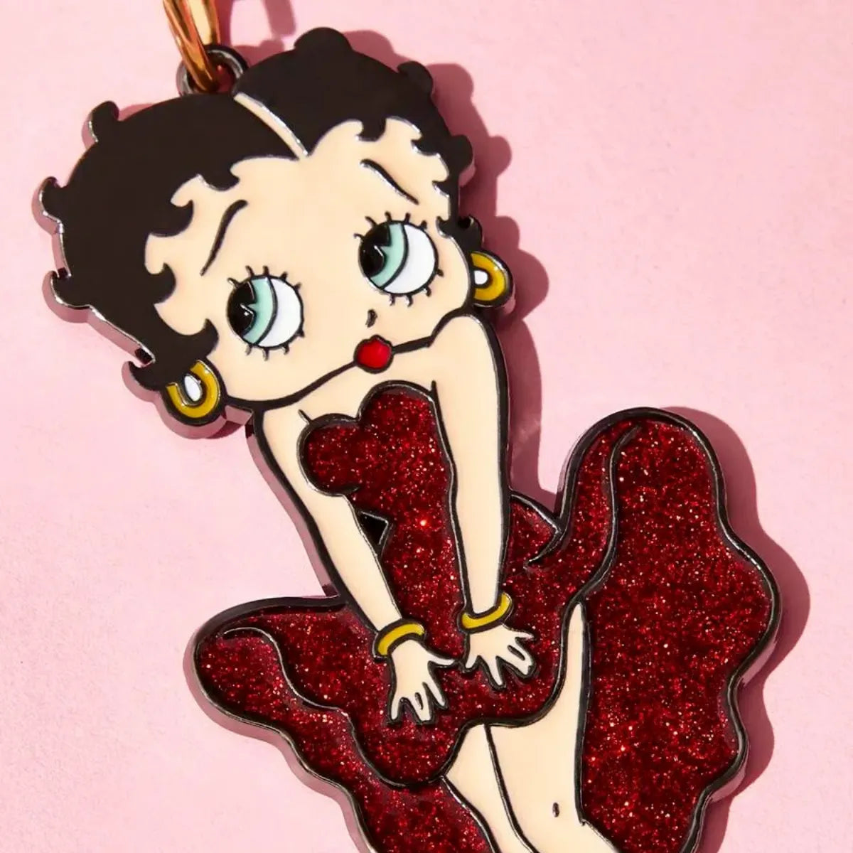 Chaveiro Betty Boop Cereja Strass Vermelho Metal Pingente