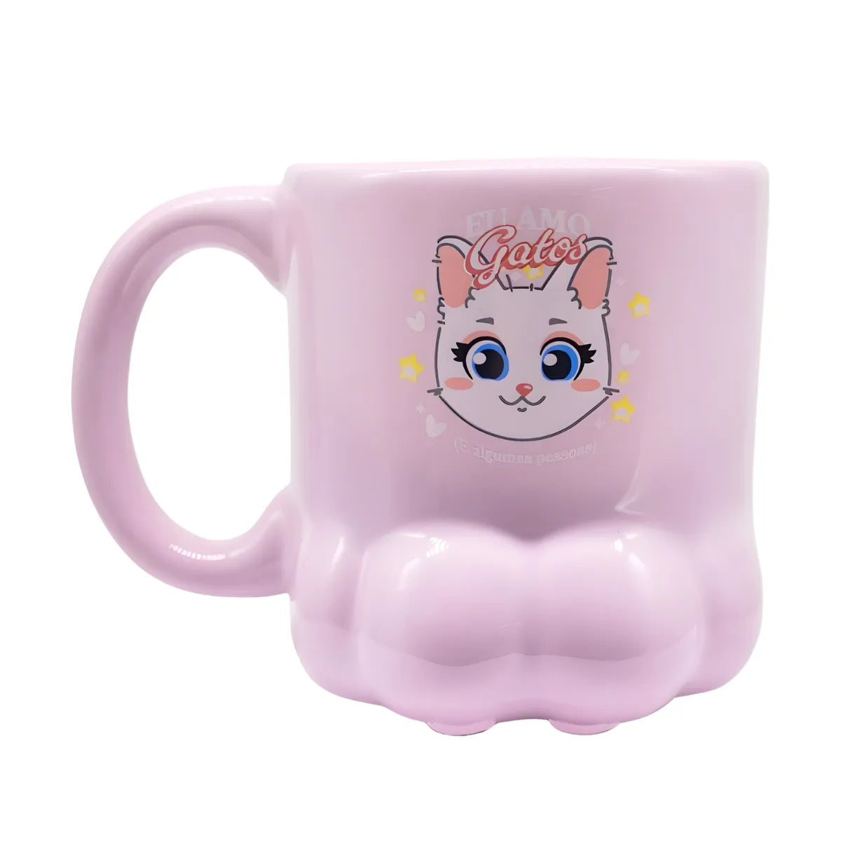 Caneca Pata Eu Amo Gatos Felina Pink 3D 350ml