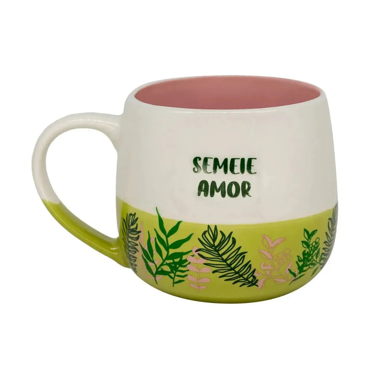 Caneca Semeie Amor e Cultive Alegria Botânica Jardinagem 400ml