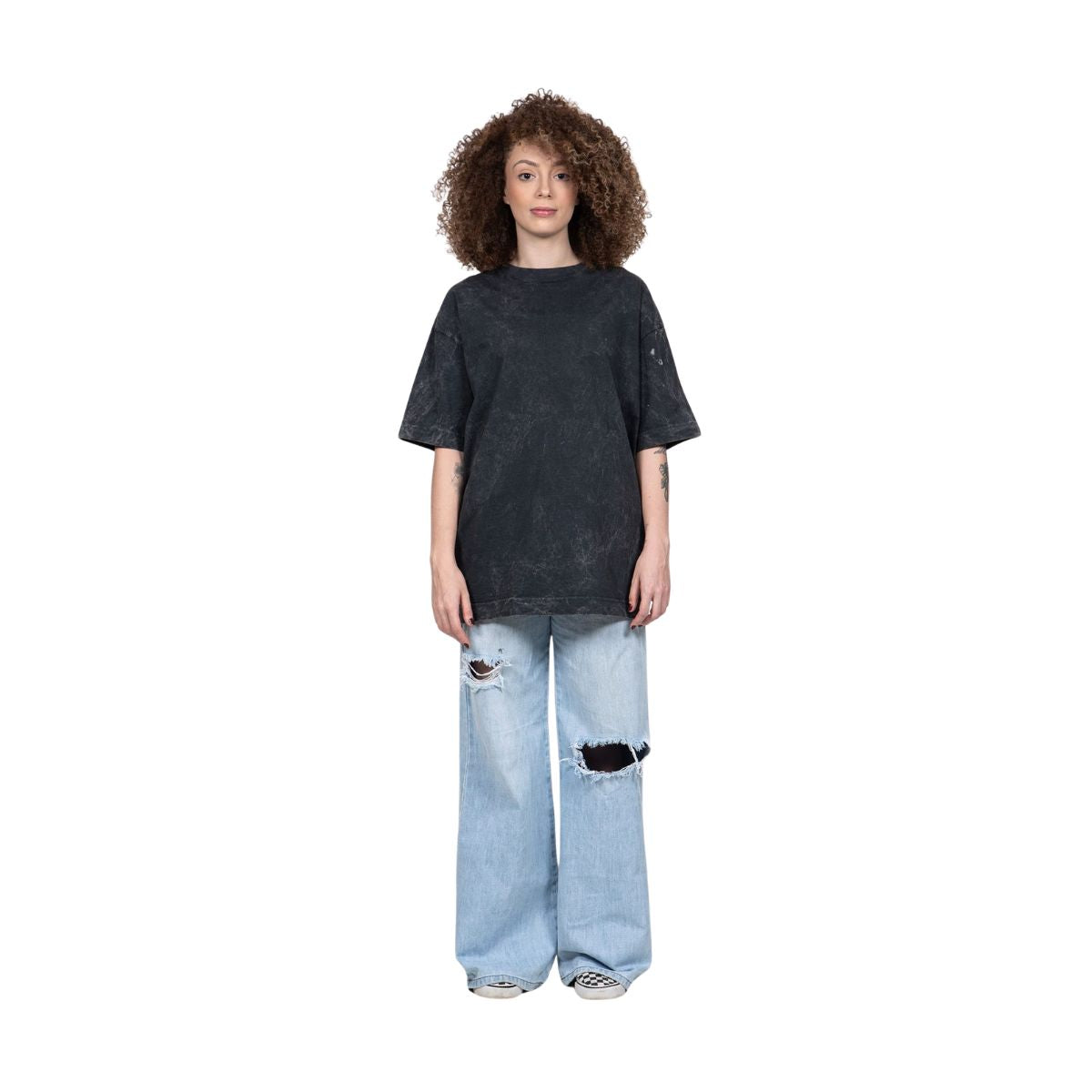 Camiseta Oversized Ample Básica – Preto Mármore