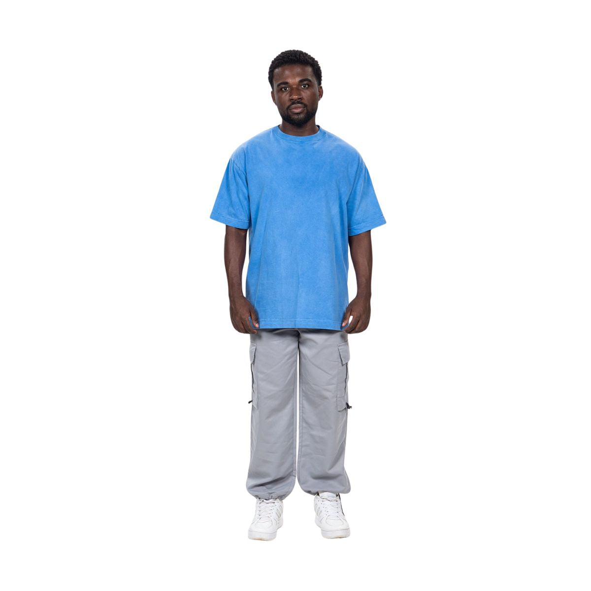 Camiseta Oversized Ample Básica – Azul Mármore