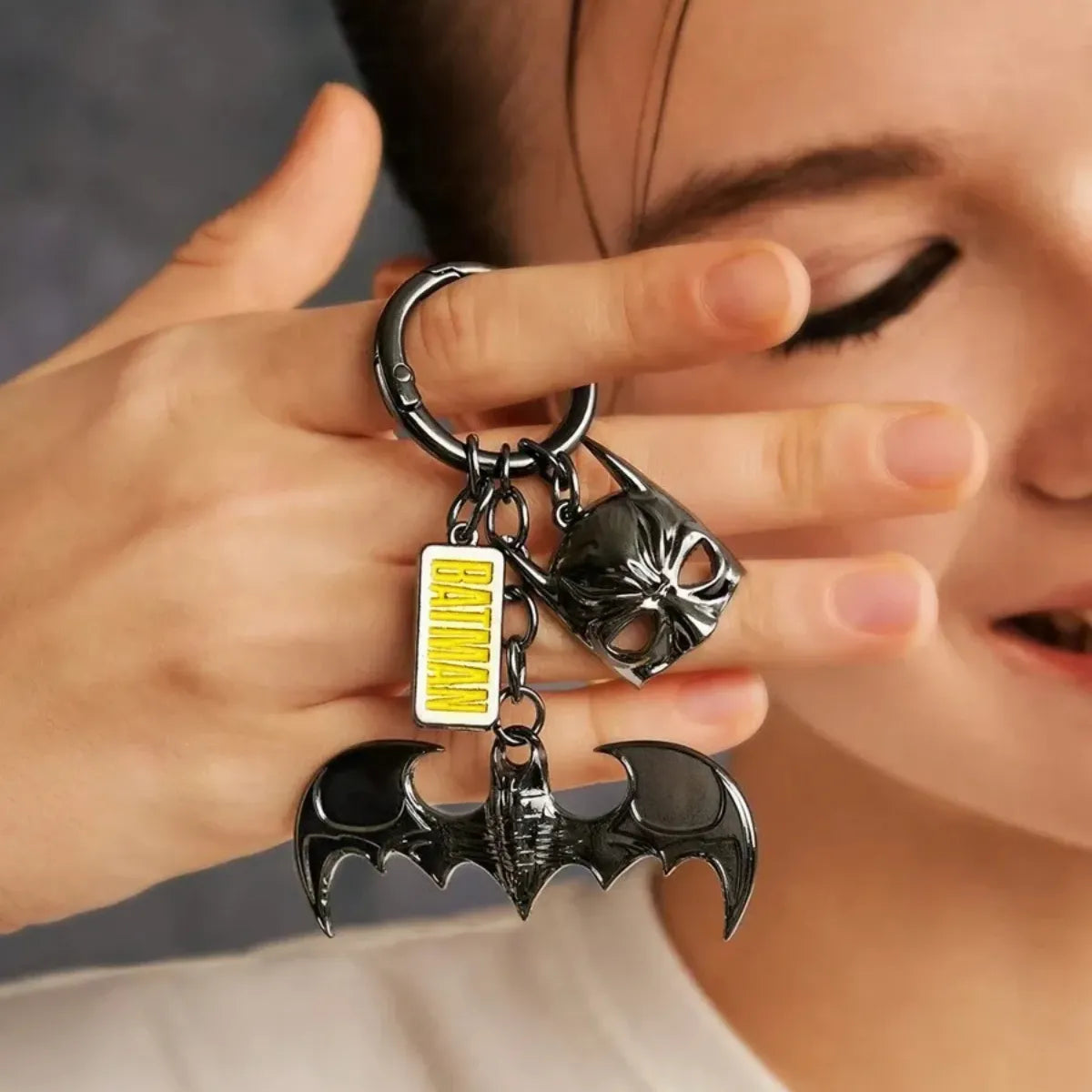 Chaveiro Batman Metal Mascara Batarang Preto